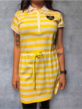 Pastry Yellow & Cream Striped Polo Mini Dress